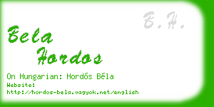 bela hordos business card